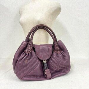 FENDI Spy Bag Purple Brown Zucca Leather Shoulder Handbag Y2K Vintage